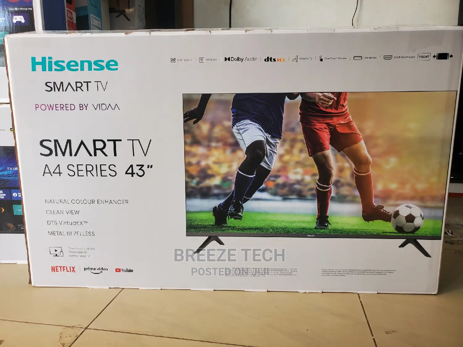 It's 43" Hisense Smart Vidaa