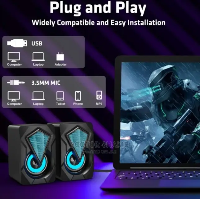 Mini Stereo PC/ Laptop RGB Led Lights Speaker