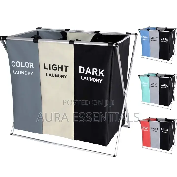 3 Section Laundry Basket Bin Organizer