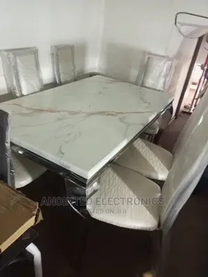 Marble Dining Table White 6 Seaters