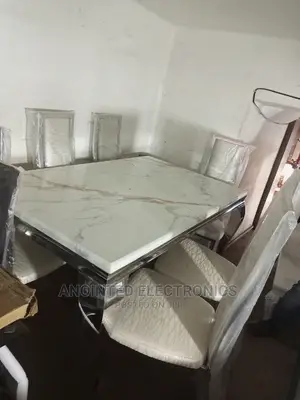 Marble Dining Table White With a 6 Seaters