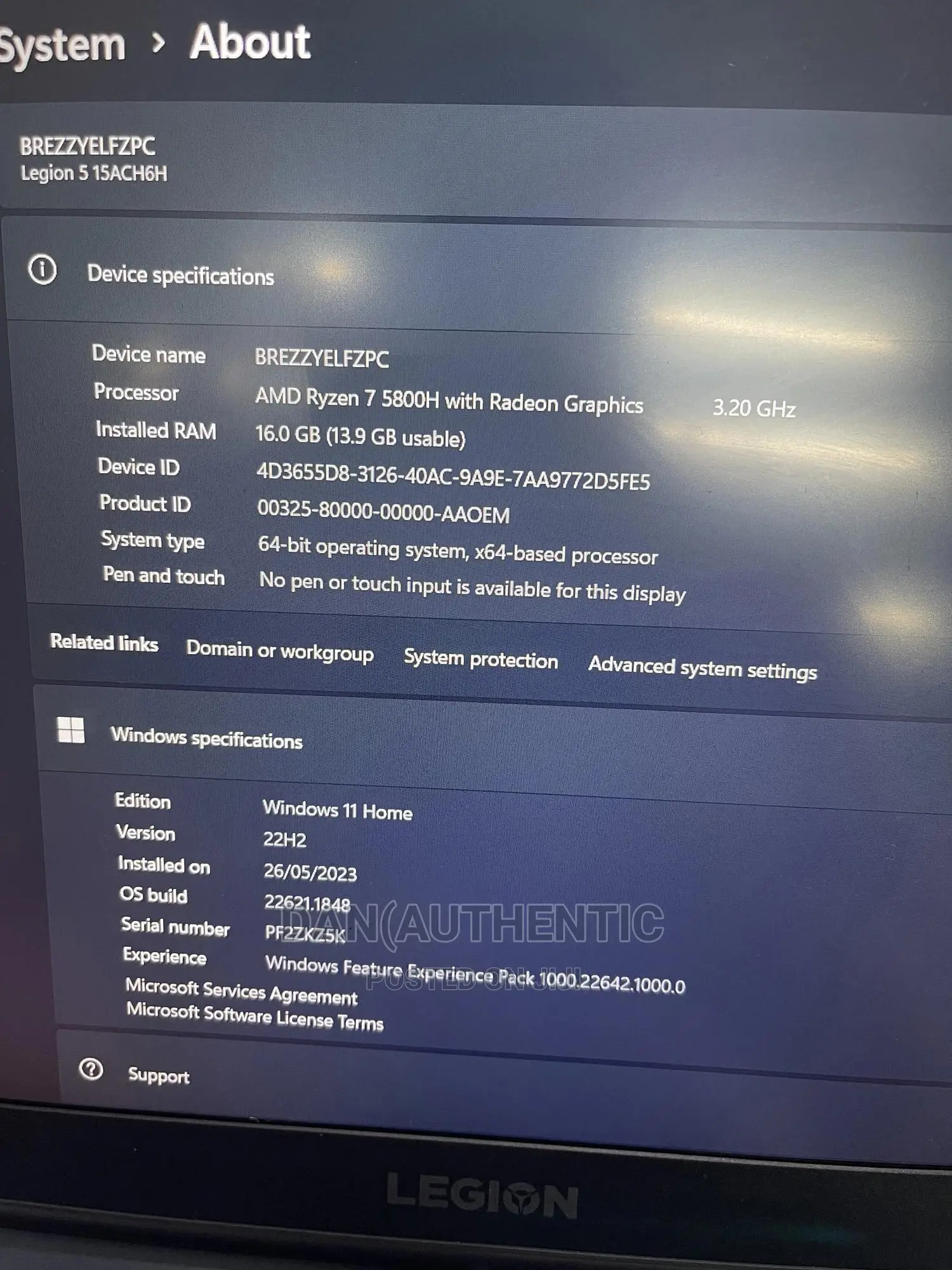 Laptop Lenovo Legion 7 16GB AMD Ryzen 7 SSD 512GB