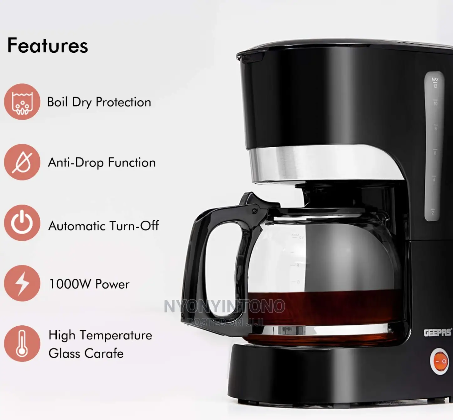 Geepas Top Quality Coffee Maker With 2years Warranty