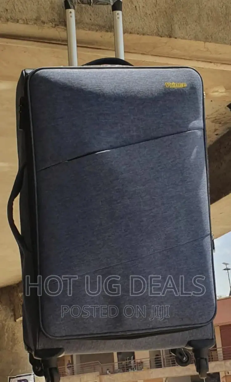Large Size Faux Leather Travel Suitcase - Black