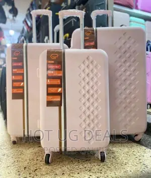 4 Wheel Spinner Plastic Travel Suitcases- Peach