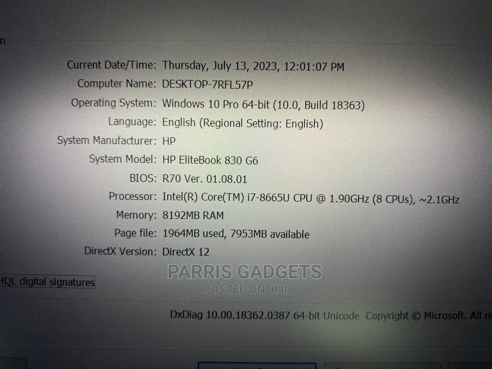Laptop HP EliteBook 830 G6 8GB Intel Core I7 SSD 256GB