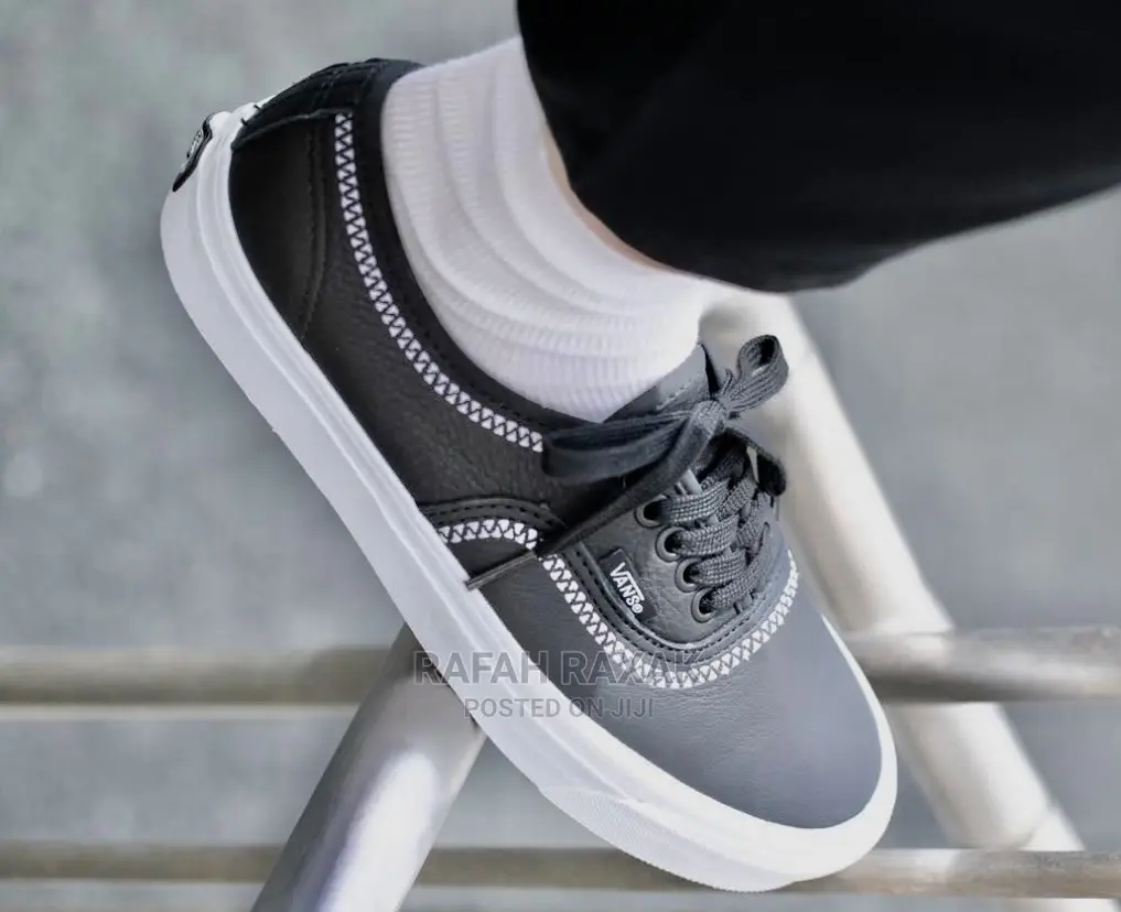 Original Classic Grey Leather Vans Off the Wall