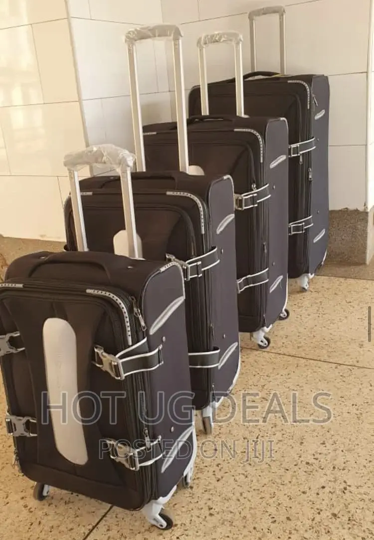 4pcs Strong Fabric Cloth Travel Suitcases Fashion Bag -Black