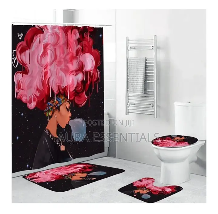 4pcs Afro Decor Shower Curtains