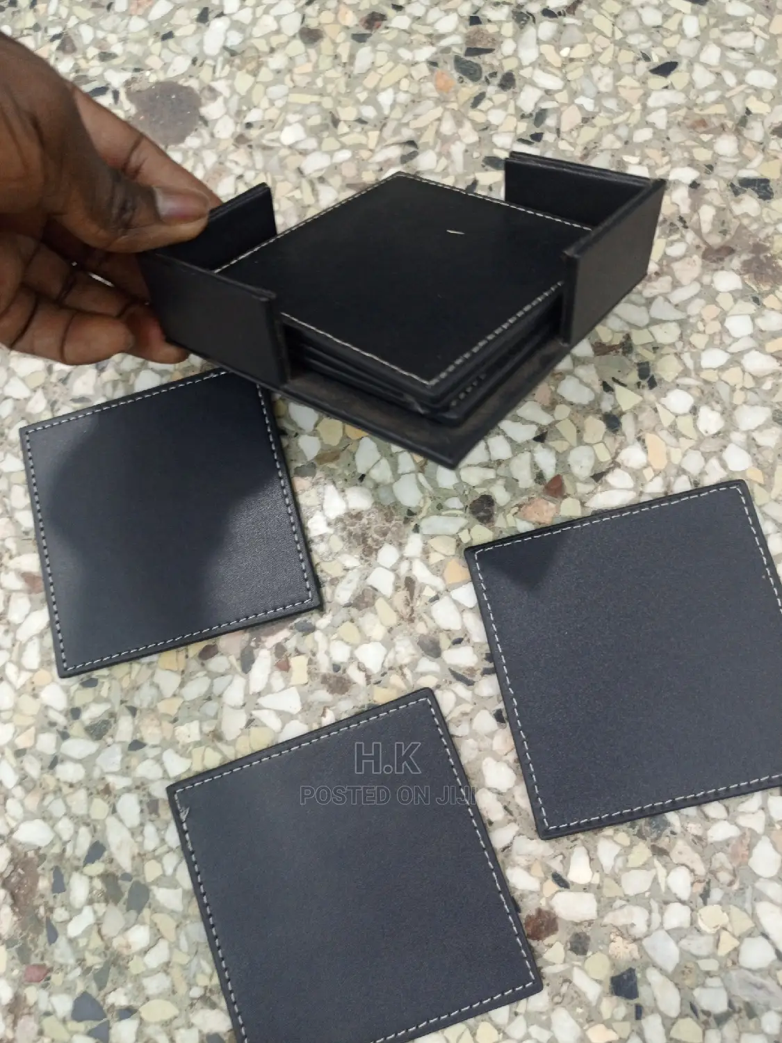 7pc Leather Cup Cover/Seater /Coaster