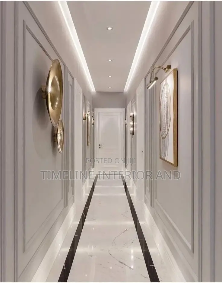 Corridor Gypsum Ceiling and Wall Molding.