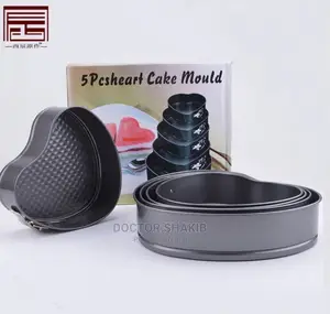 5pcs Non Stick Heart Shaped Cake Molds