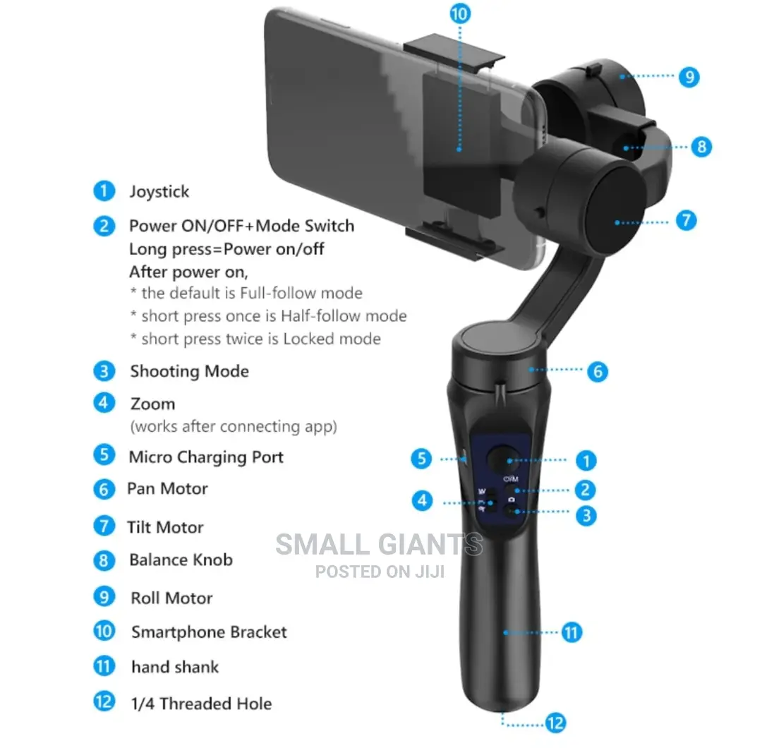 3-Axis Gimbal for Smartphones and Action Cameras