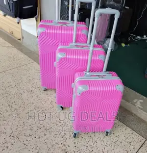 4-Wheel Spinner Plastic Travel Suitcase (Large, Medium- Pink