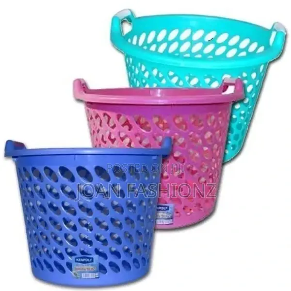 Kenpoly Plastic Laundry Basket-Colour May Vary