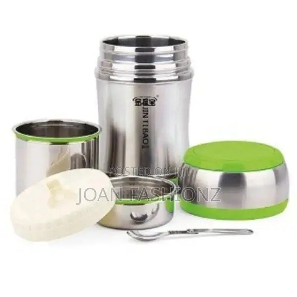 3L Steel Food Flask Lunch Box Storage Container-Silver