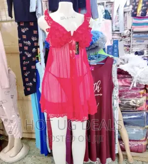 Ladies Night Dress - Red Multidesign