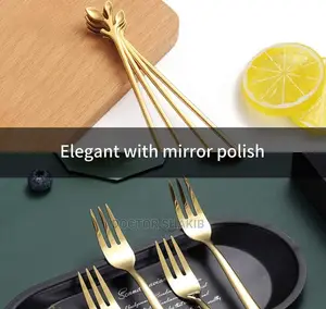 12pcs Gold Leaf Coffee Spoons and Salad Forks