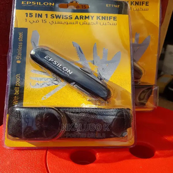 15-in-1 Swiss Army Stainless Steel Knife With Belt Pouch