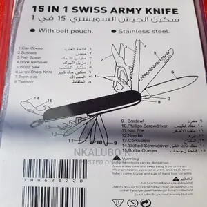 15-in-1 Swiss Army Stainless Steel Knife With Belt Pouch