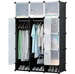 3 Column Plastic With Shoerack- Black