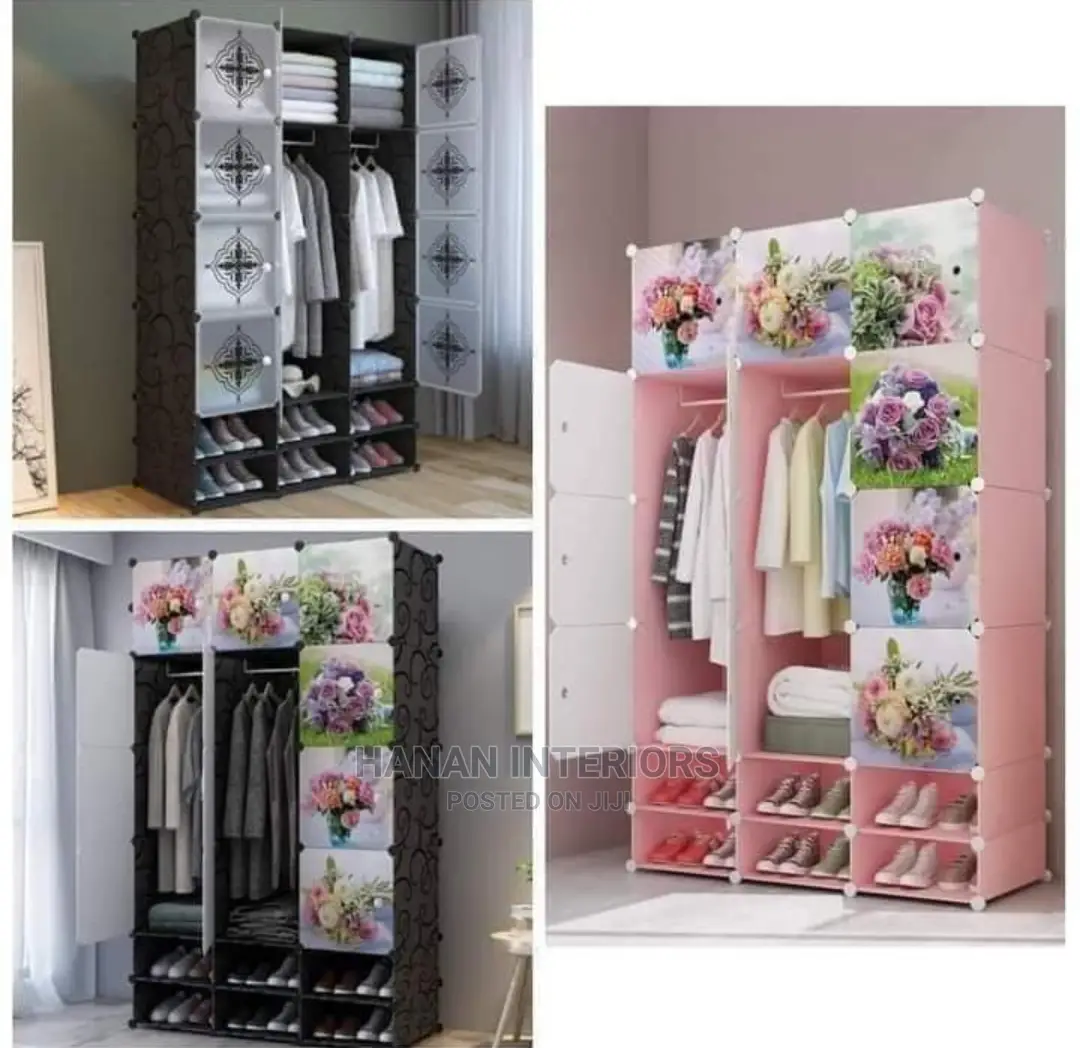 3 Column Plastic Closest With 2 Shoeracks