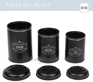 3x Coffee Storage Canister Set Tea Tin Sugar Organiser