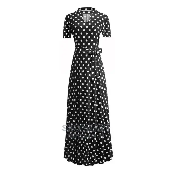 Animal Print O-Neck Long Women's Dress - White