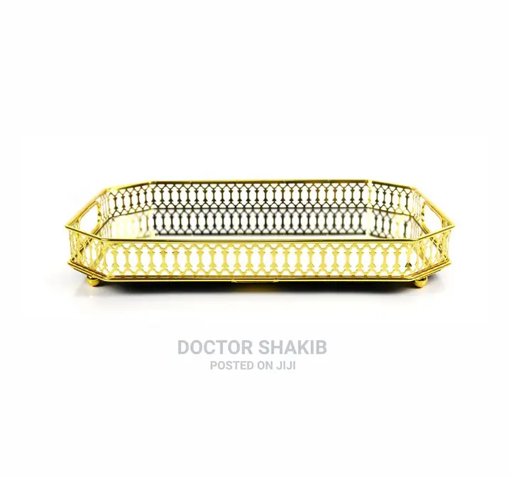 Golden Mirror Tray-Rectanglar