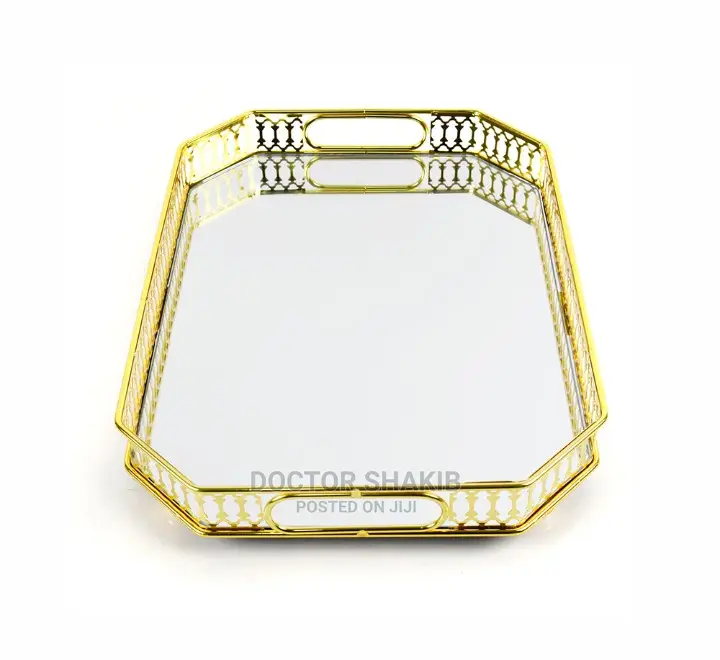 Golden Mirror Tray-Rectanglar