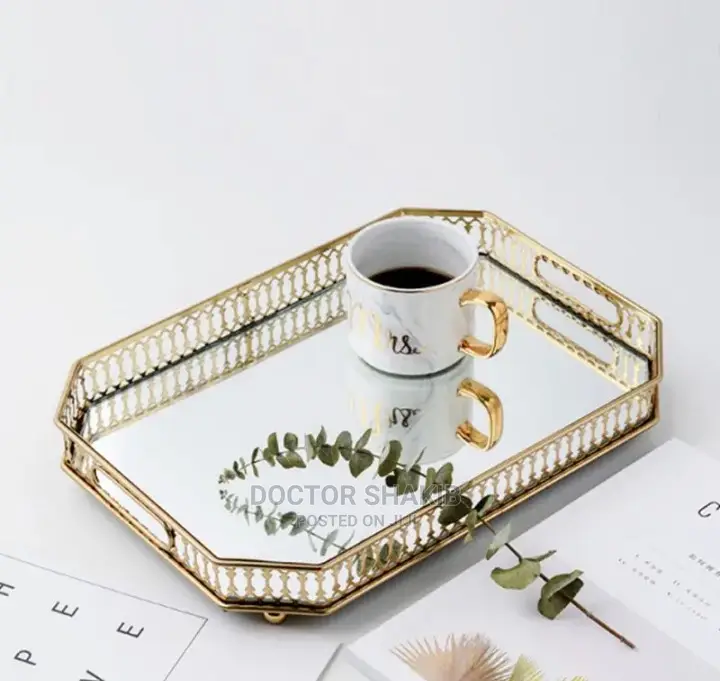 Golden Mirror Tray-Rectanglar