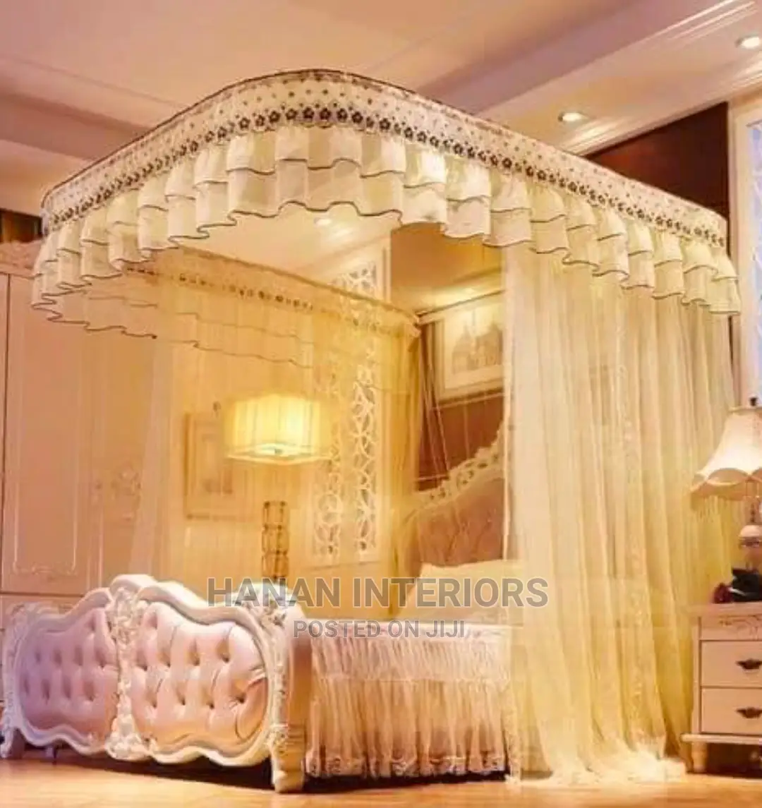 2 Stands Rail Mosquito Net- Cream 5*6/6*6