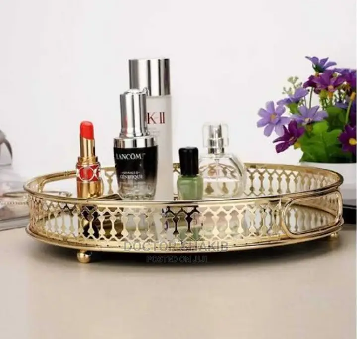 Golden Mirror Tray-Circle