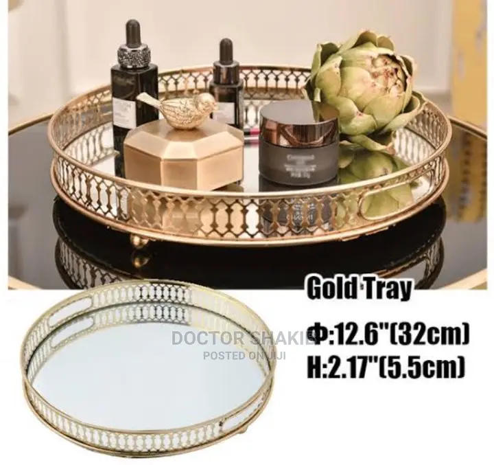 Golden Mirror Tray-Circle