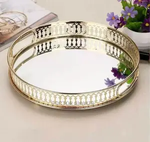 Golden Mirror Tray-Circle