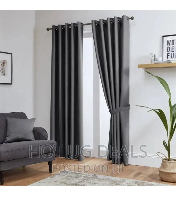 3pc Curtain Piece ( 2 By 1.5 ) Meters With Net - Grey