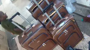 3 Leather Suit Cases -Brown