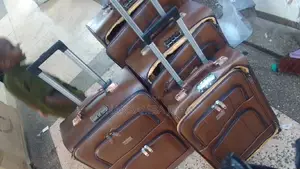 3 Leather Suit Cases -Brown