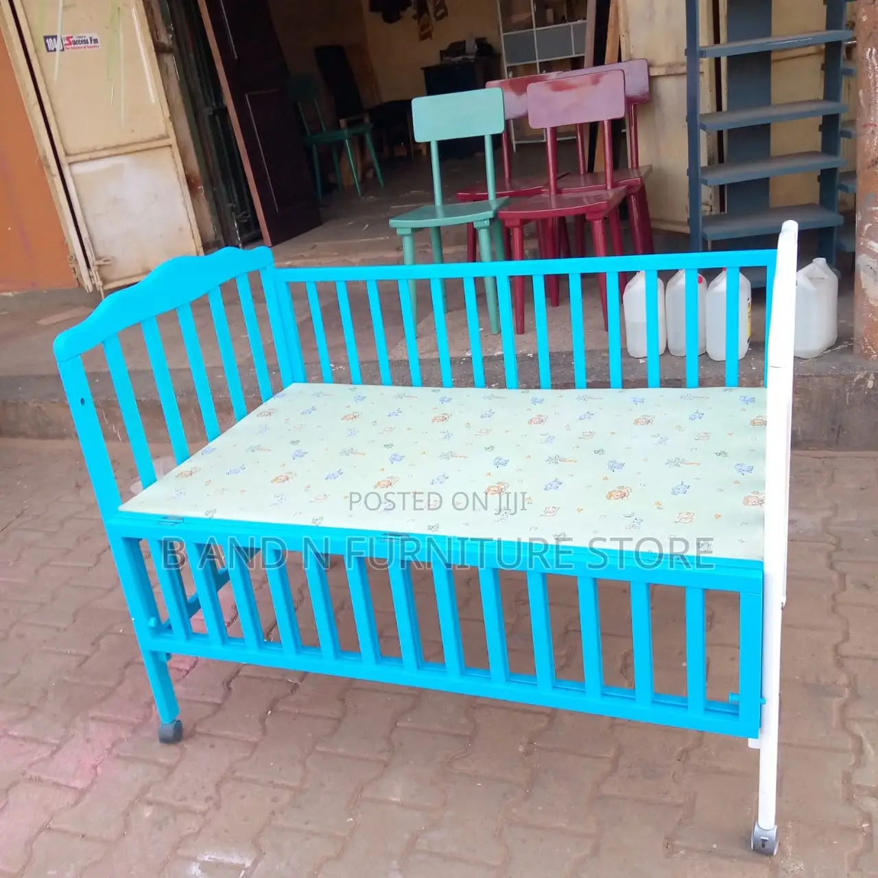 Baby Bed From a Combination of Mahogany Wood and Plywood