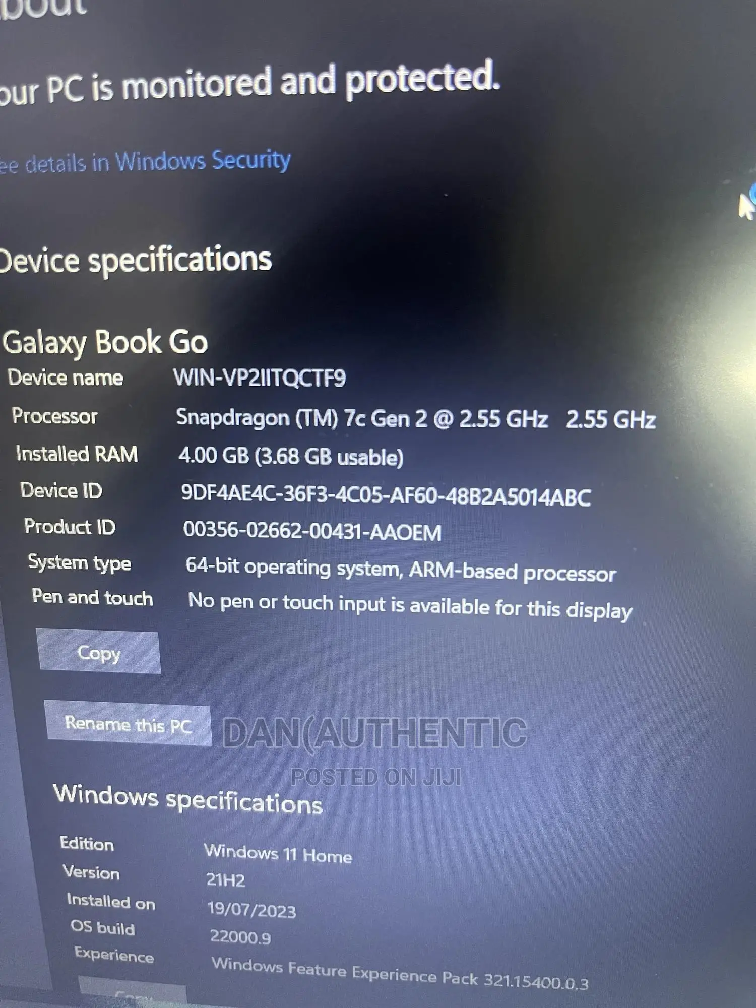 Laptop Samsung 4GB SSD 128GB