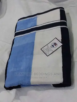 Stripped Velvet Towel Blue