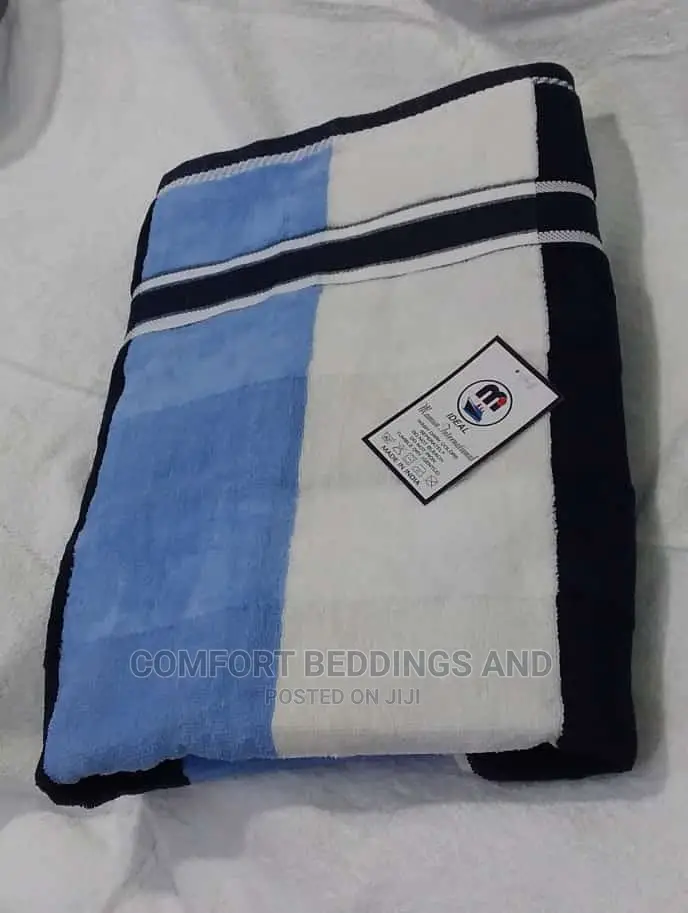 Stripped Velvet Towel Blue