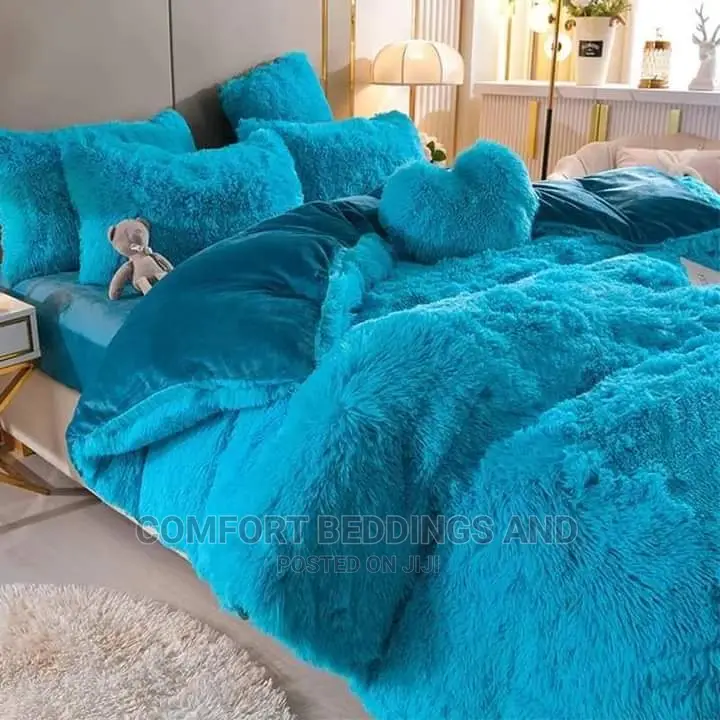 Fluffy Bedcover Light Blue