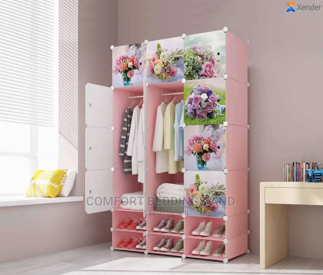 Three Column Plastic Closet With Double Shoe Rack
