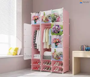 Three Column Plastic Closet With Double Shoe Rack