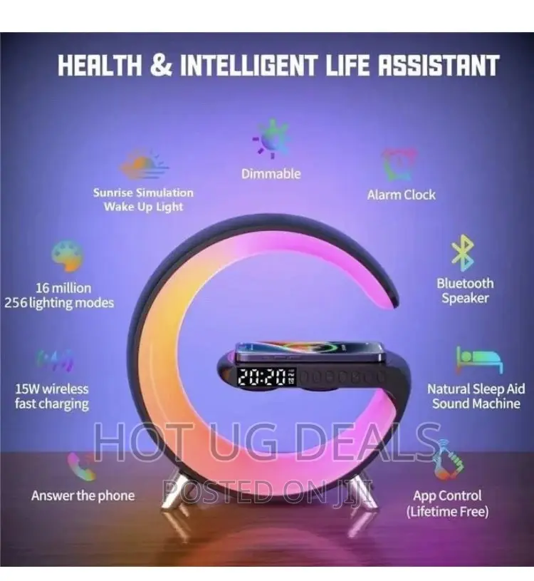 Wireless Bluetooth Speaker With Led, Clock, Charging Station