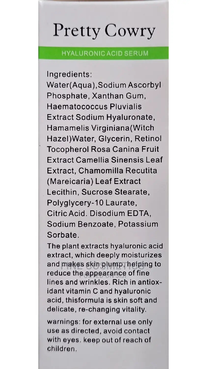 Pretty Cowry Hyaluronic Acid Facial Serum With Retinol.