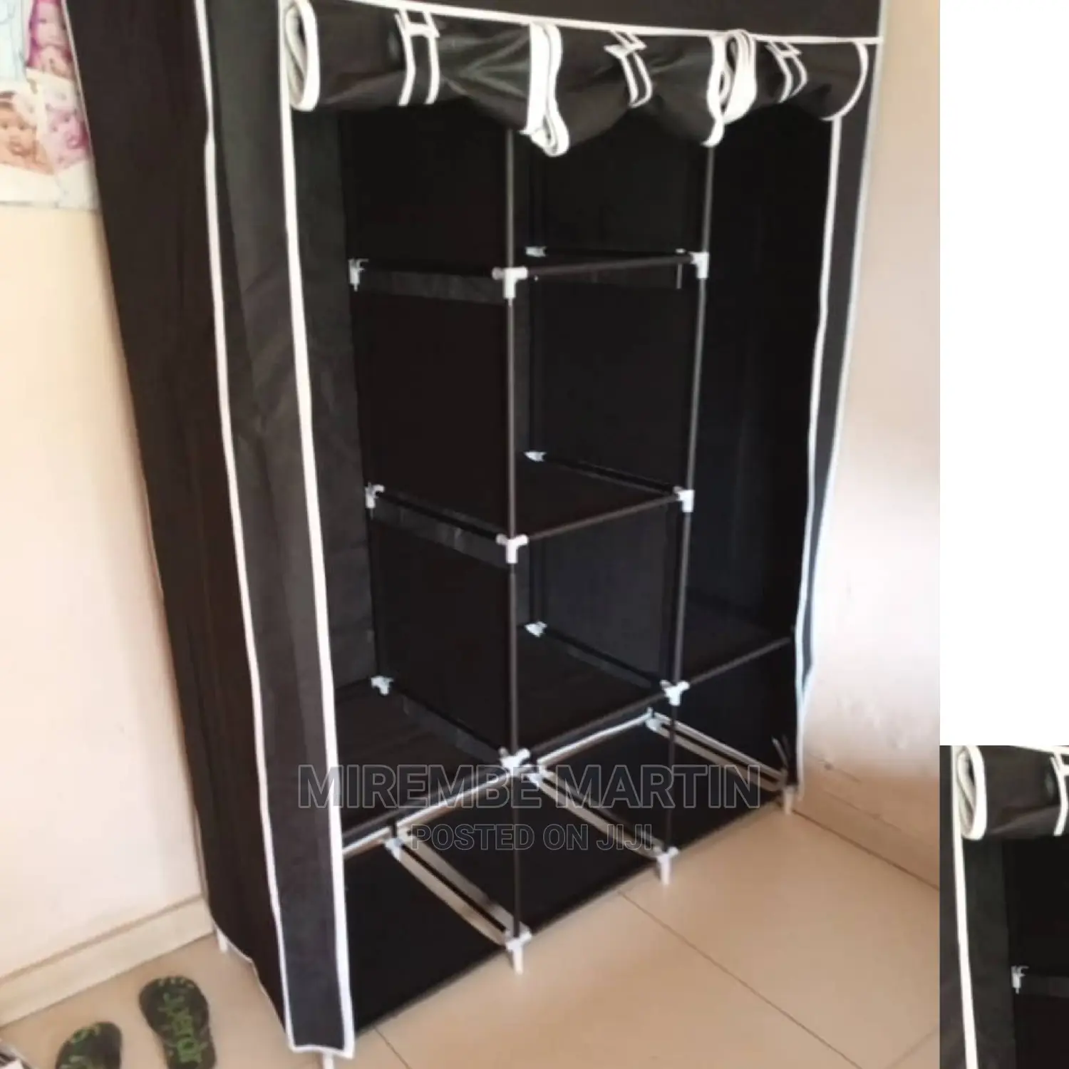 Portable Black Clothes Wardrobe