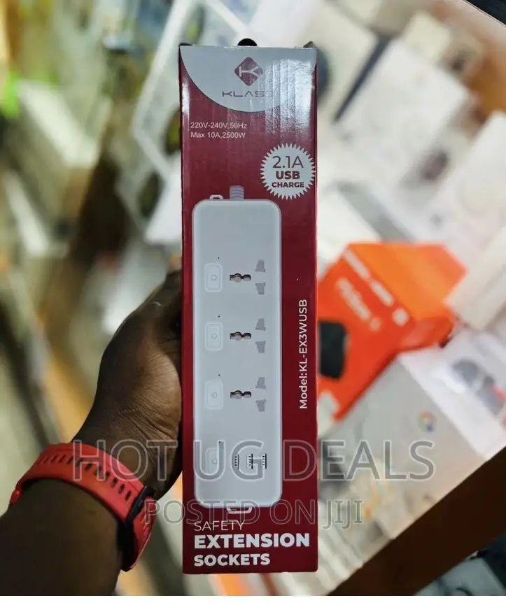 3 Way Heavy Duty Extension Cable With 3 Usb Ports - White