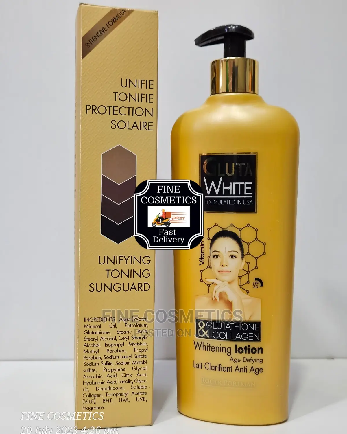 Gluta White USA Glutathione + Collagen Whitening Lotion Big